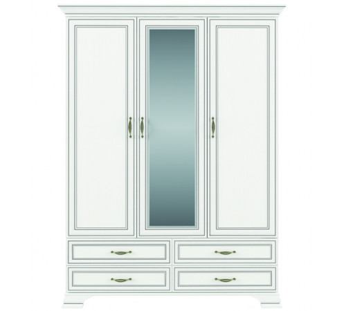 Трехстворчатый шкаф для одежды с зеркалом Тиффани 3D4S крем вудлайн Трехстворчатый шкаф для одежды с зеркалом Тиффани 3D4S крем вудлайн