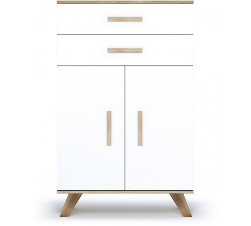 Шкаф низкий Вега Скандинавия (глянец, белый + дуб каньон)