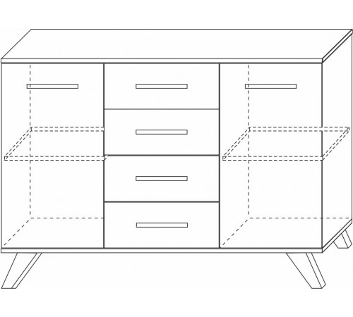 Большой комод Вега Скандинавия "Комодино" (глянец, белый + дуб каньон)