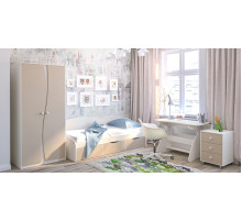 Двухстворчатый детский распашной шкаф для одежды со штангой Комби МН-211-16 капучино