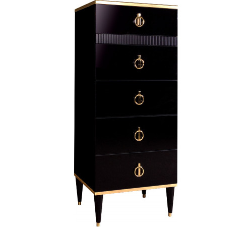 Комод узкий для белья с планкой Rimini Solo РМКМ-2 (s) (черный)